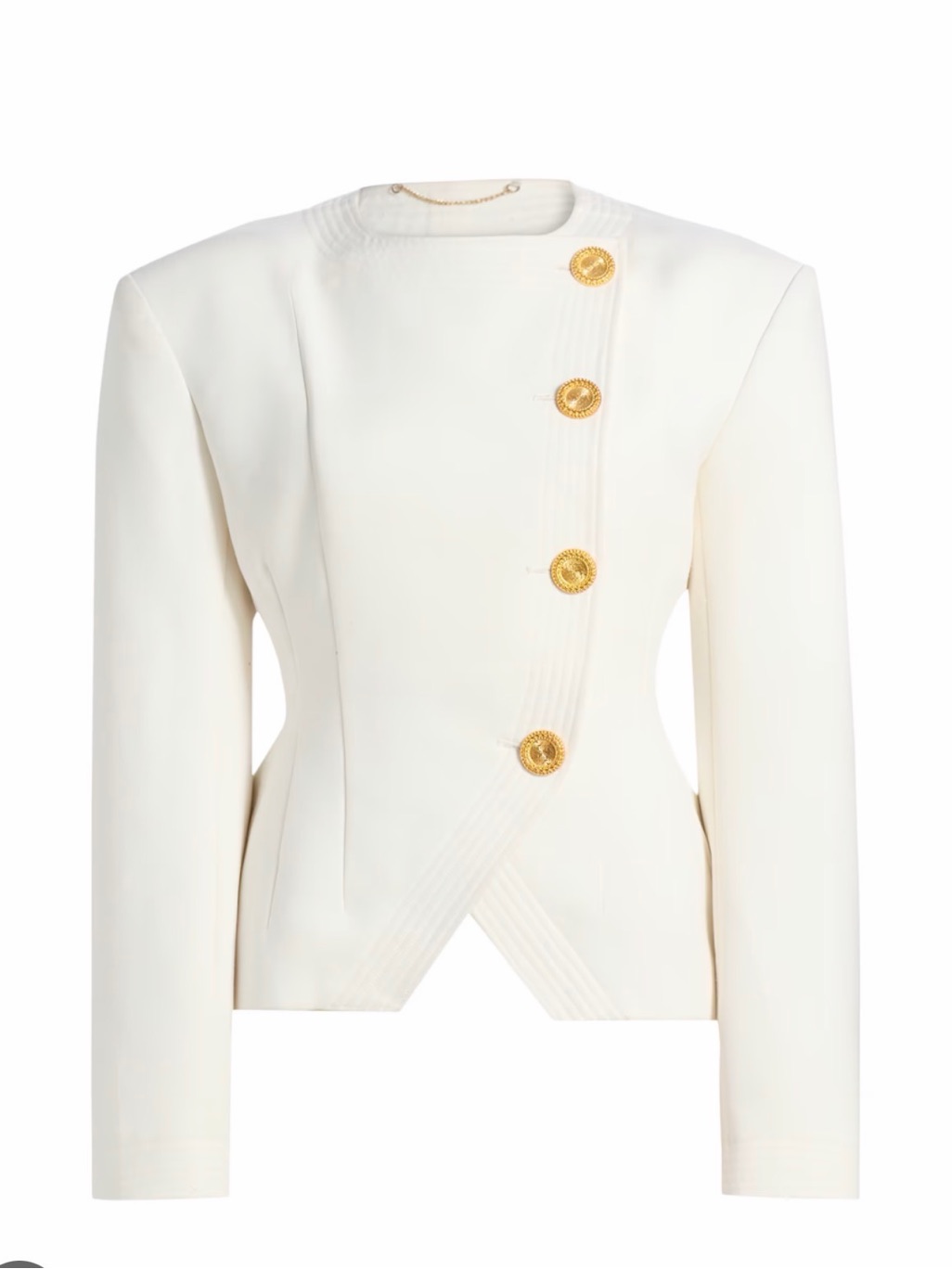 Ronny Kobo Finley Crepe Elegant Ivory Structured Blazer With Gold Buttons New Xs